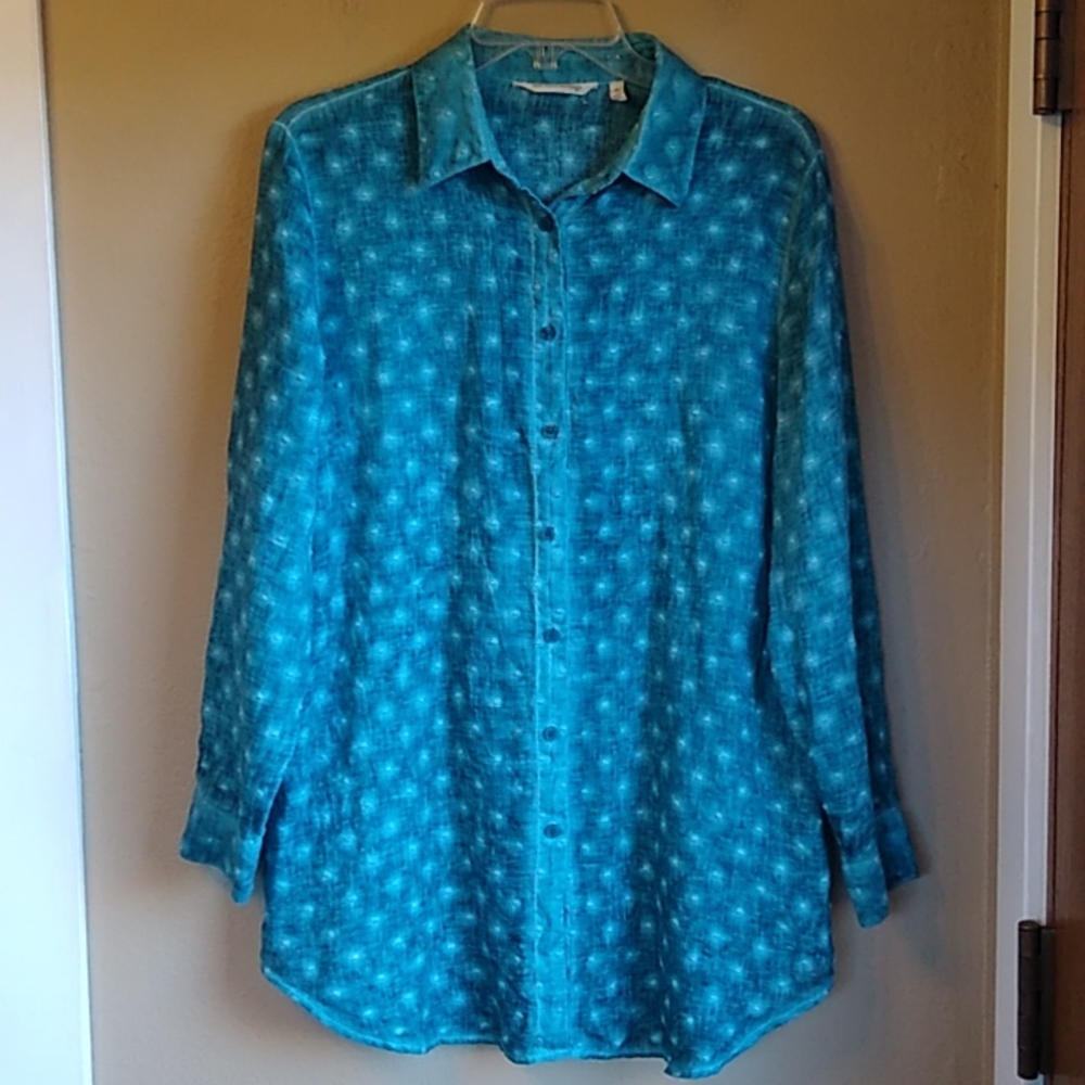 Soft Surrounding Long Line Tunic Button Front Shi… - image 1